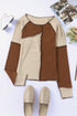 Irregular Color Block Seaming Trim Rib Knit Top